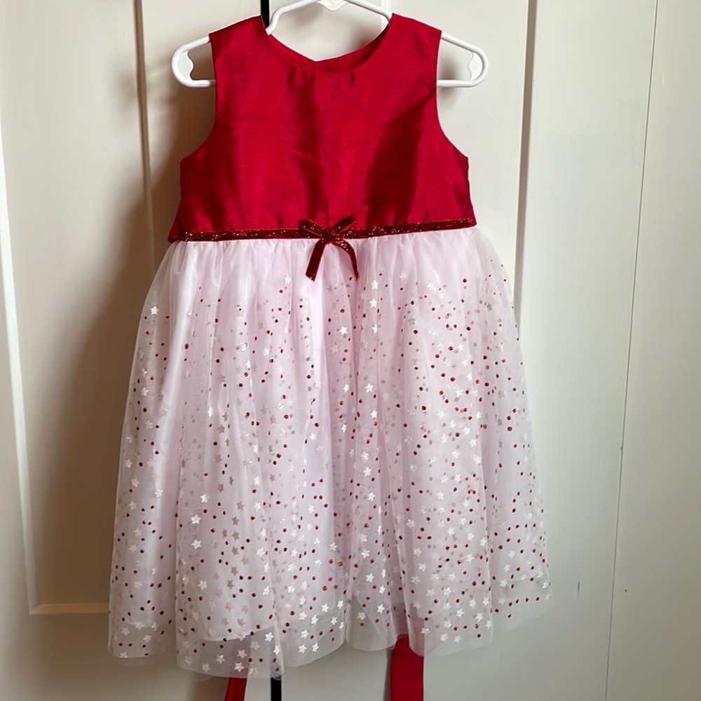 Beautiful red and white sparkle tulle dress